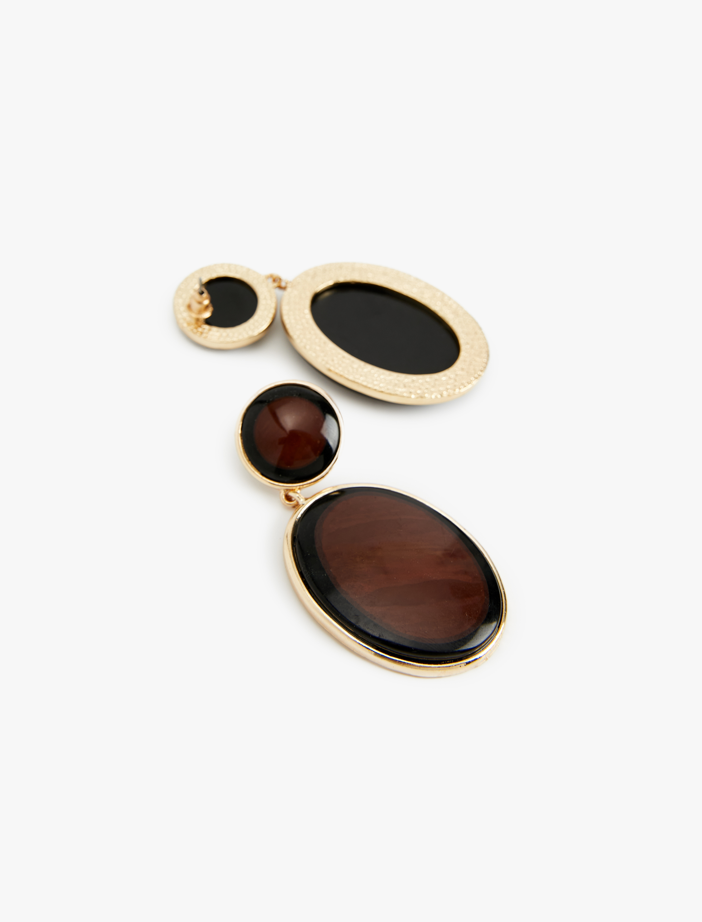  Kadın Büyük Boy Çok Renkli Sallantılı Oval Küpe