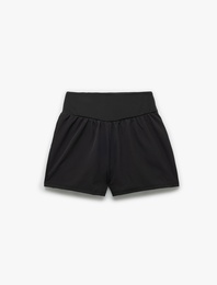 Yüksek Bel Slim Fit Bloklu Spor Şort