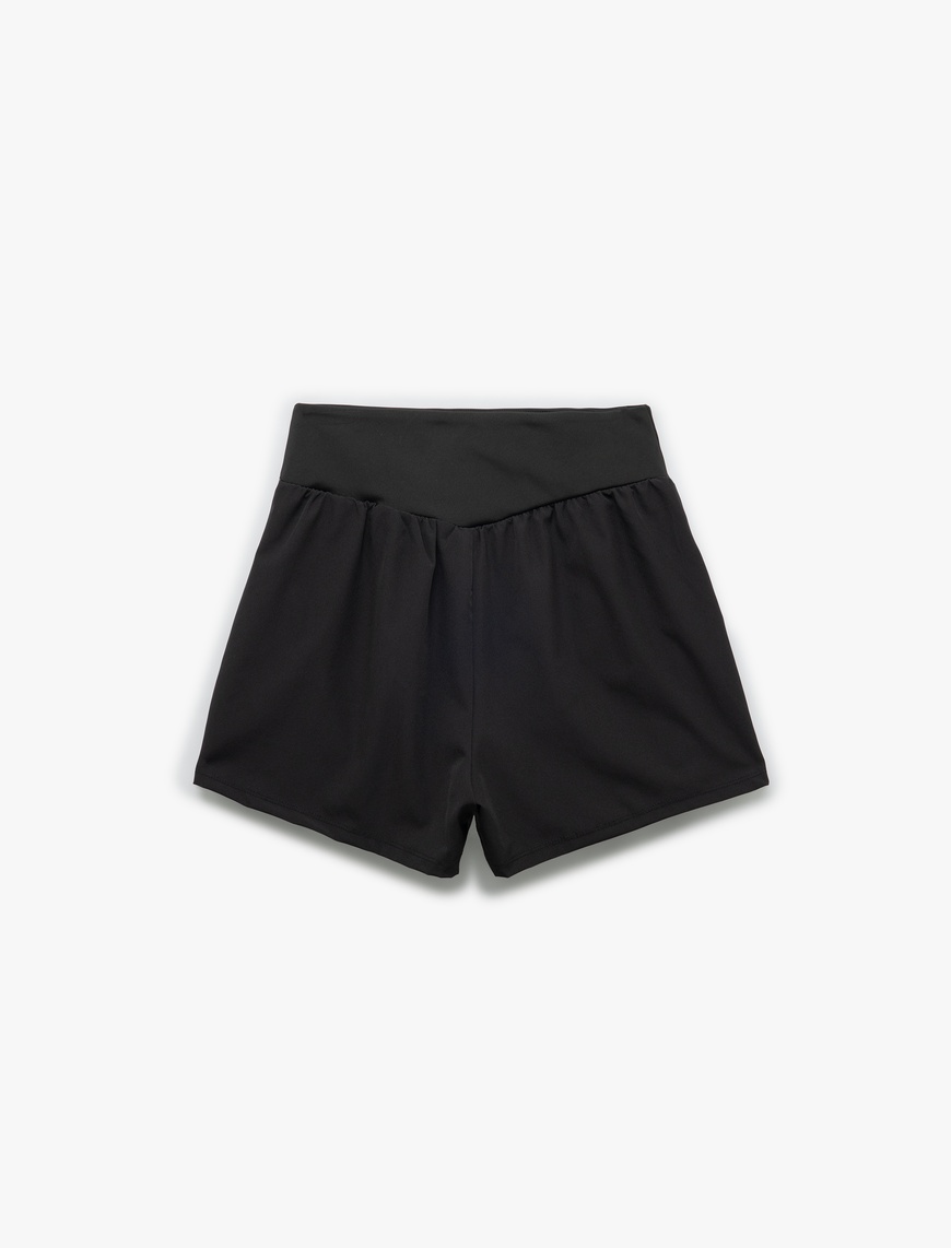   Yüksek Bel Slim Fit Bloklu Spor Şort