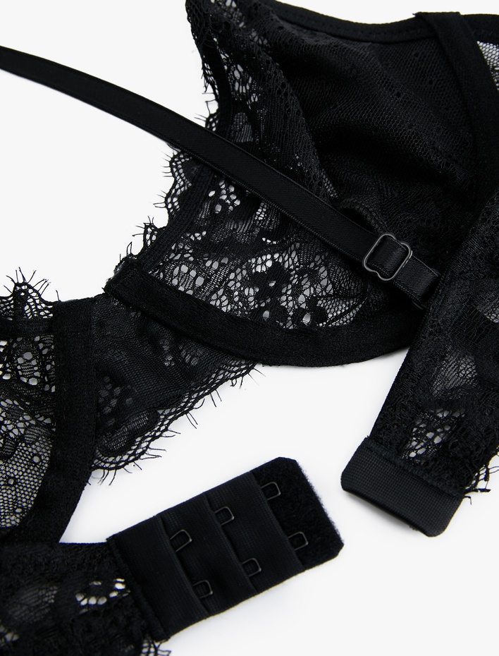  Dantel Detaylı Saten Balenli Sütyen