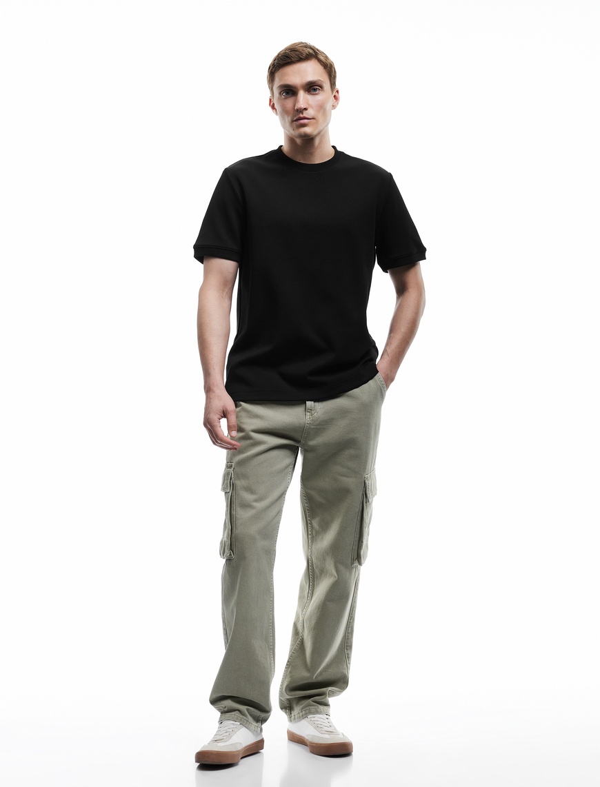   Pamuklu Kısa Kollu Regular Fit Bisiklet Yaka Basic Tişört