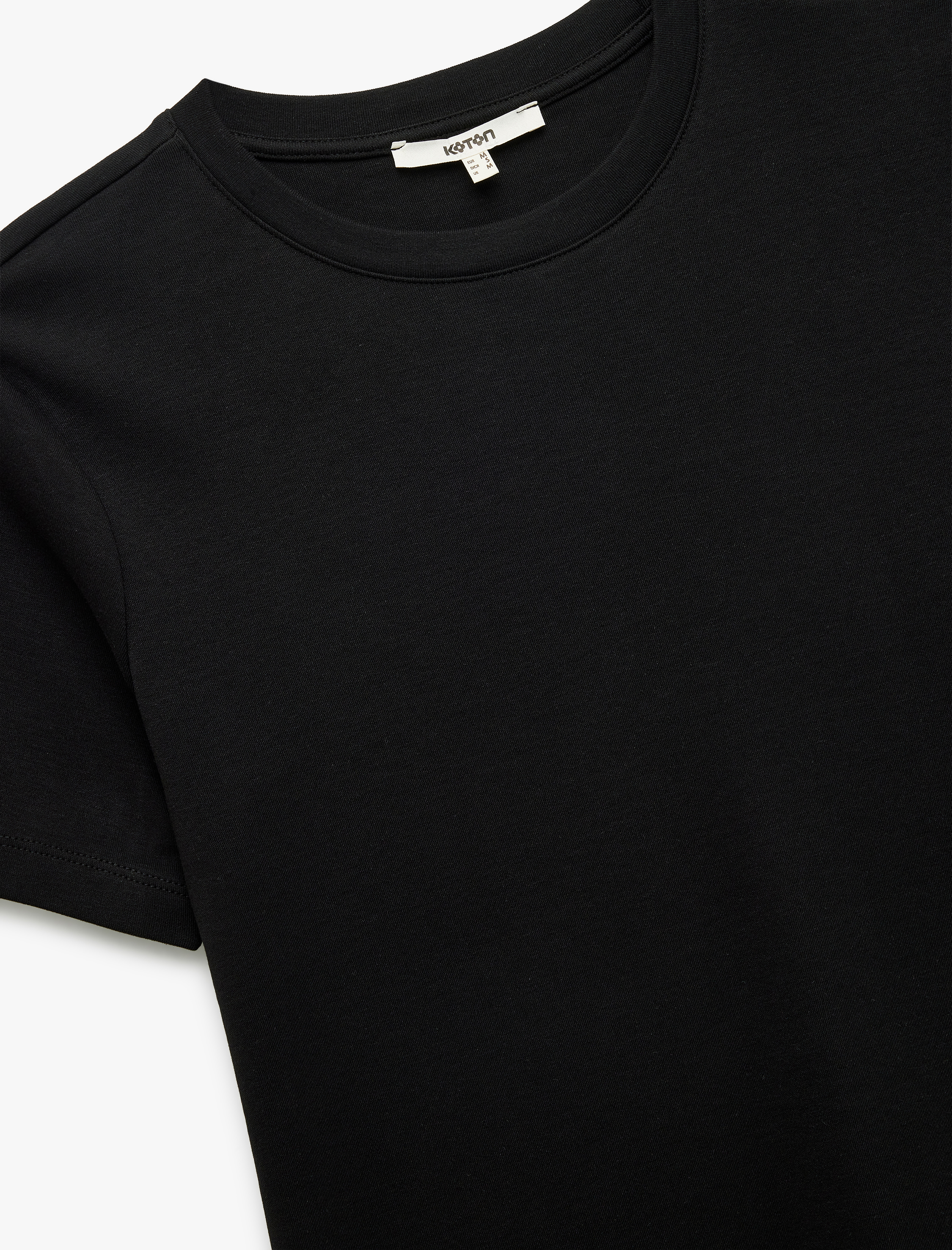   Pamuklu Kısa Kollu Bisiklet Yaka Basic Tişört