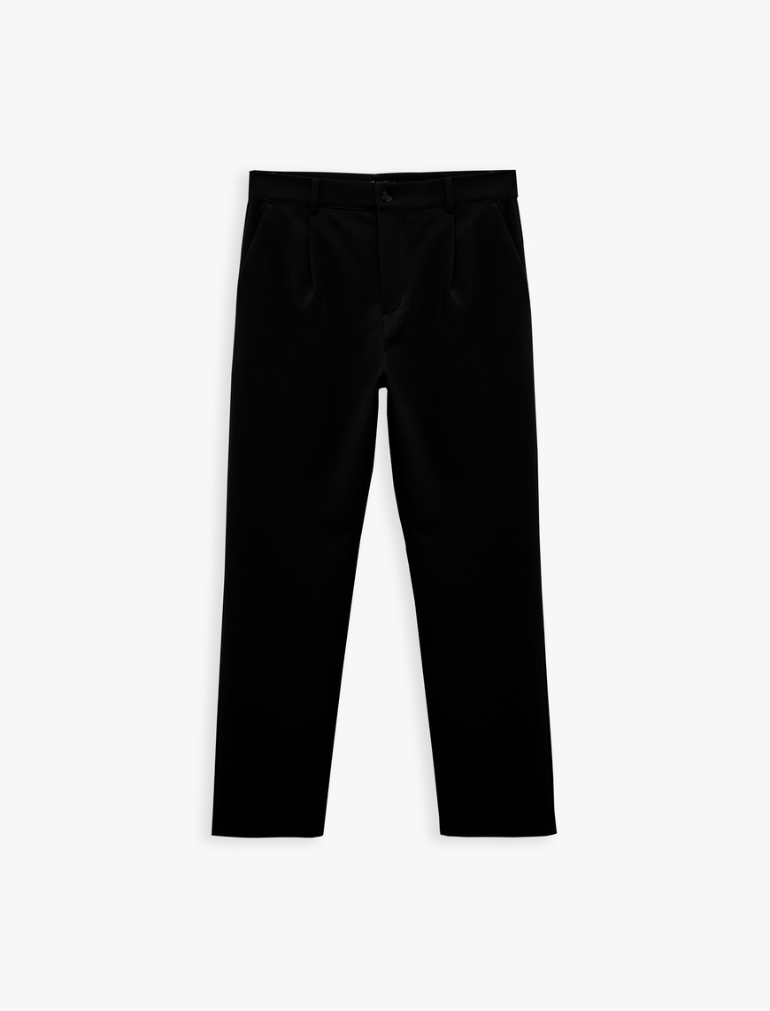   Pileli Oversize Cep Detaylı Kumaş Pantolon