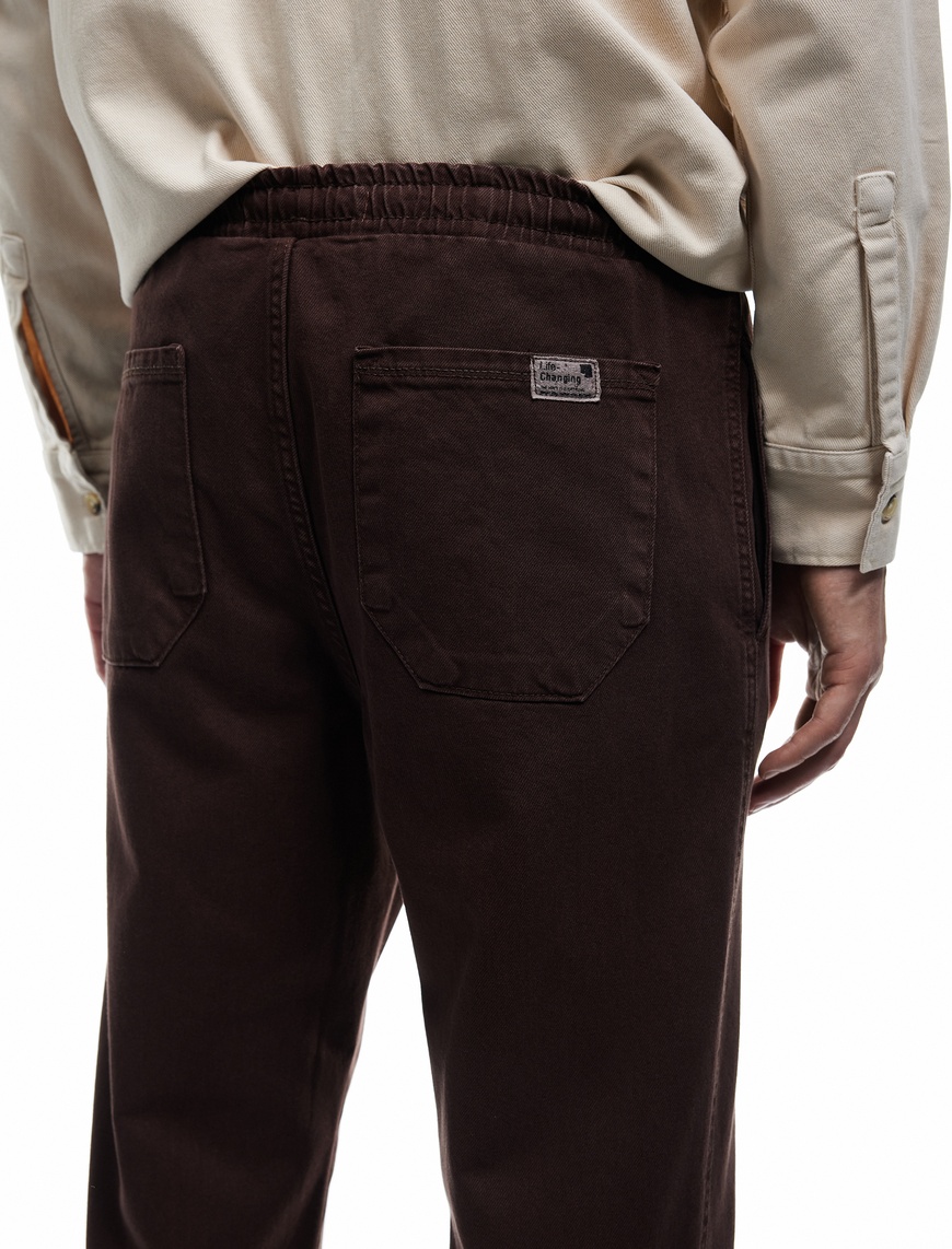   Cep Detaylı Pamuklu Straight Fit Beli Bağcıklı Gabardin Pantolon