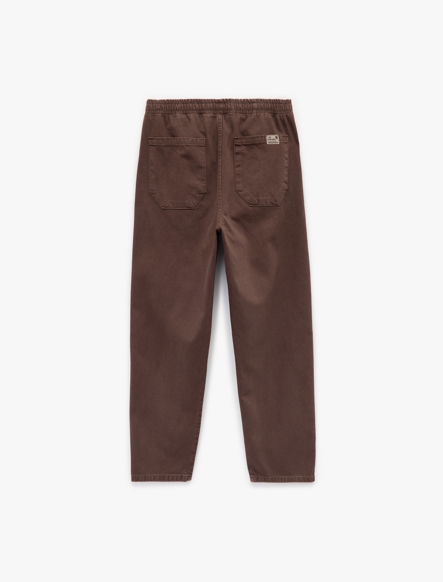   Cep Detaylı Pamuklu Straight Fit Beli Bağcıklı Gabardin Pantolon