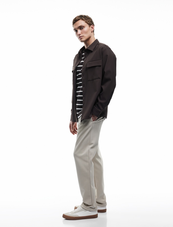  Cep Detaylı Katlamalı Paça Rahat Kesim Beli Bağcıklı Pantolon