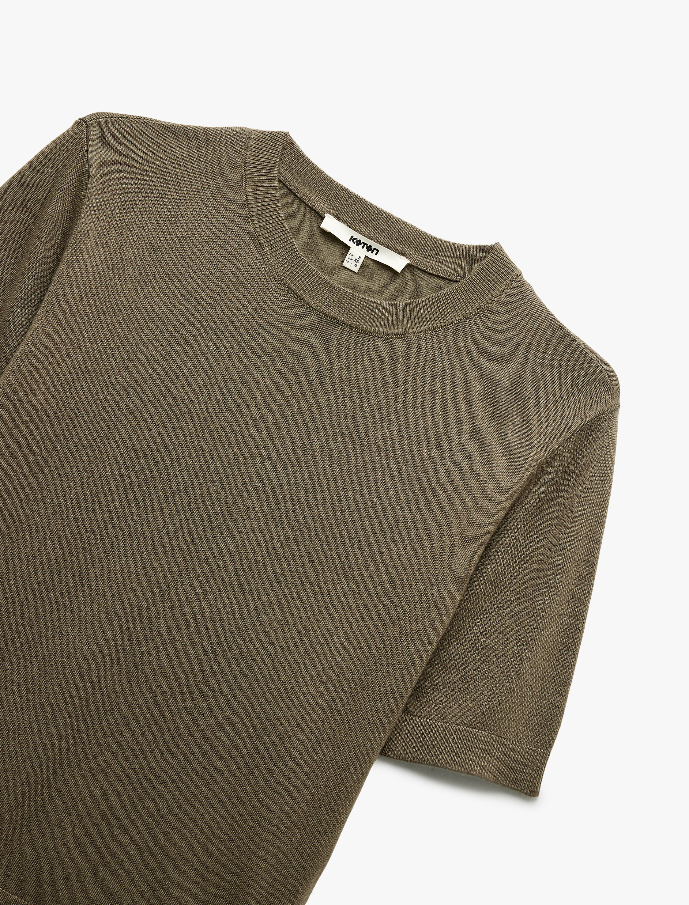   Kısa Kollu Bisiklet Yaka Viskon Triko Kazak