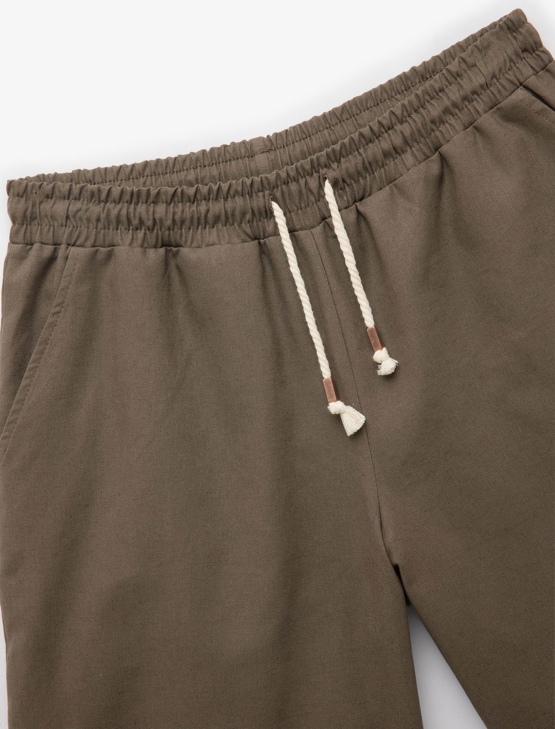   Beli Bağlamalı Regular Fit Cepli Keten Şort