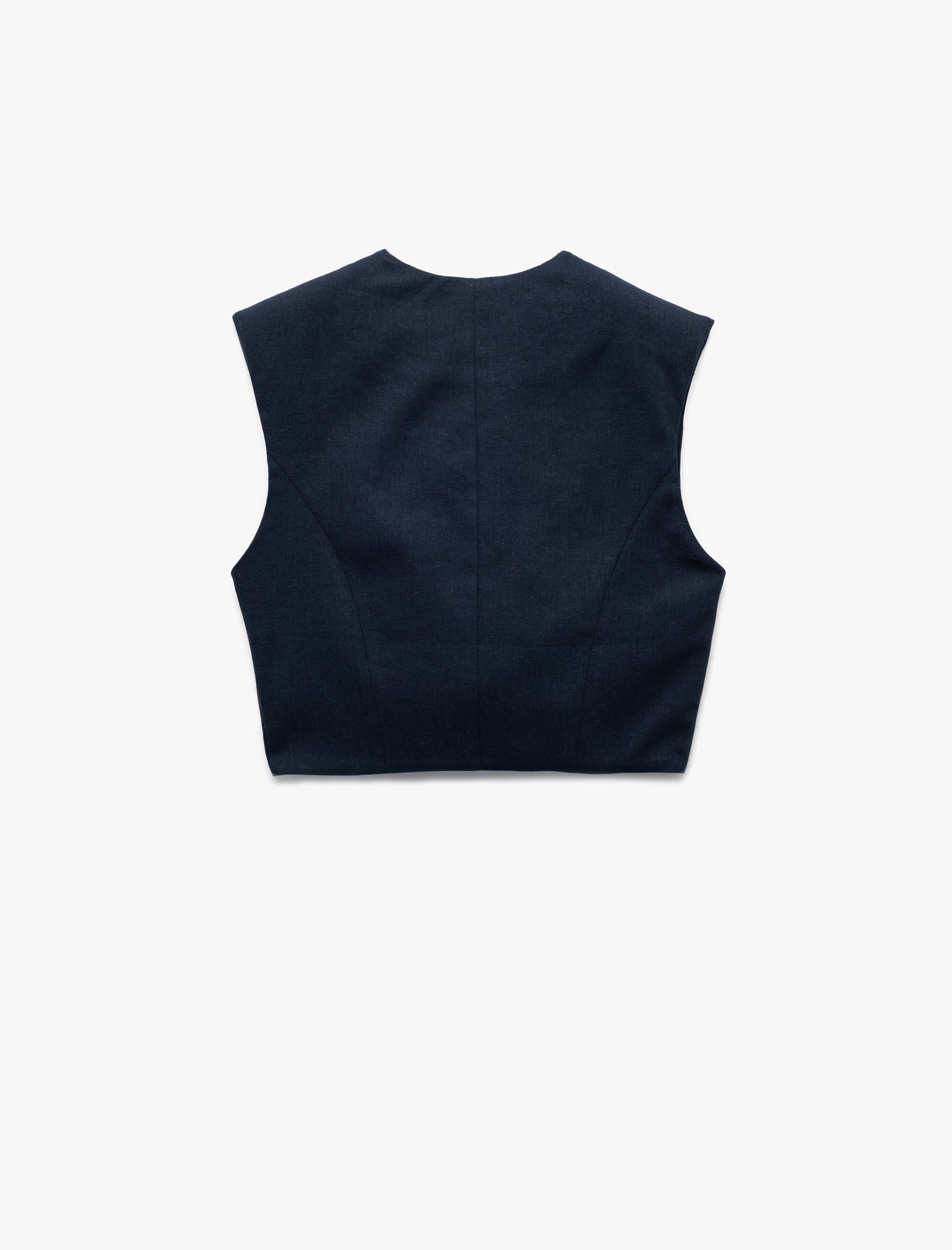   Kolsuz Cepli Bisiklet Yaka Düğmeli Kısa Keten Yelek