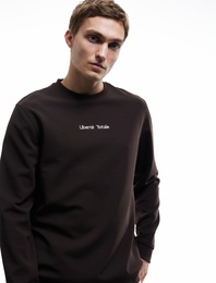 İşleme Detaylı Uzun Kollu Bisiklet Yaka Sweatshirt