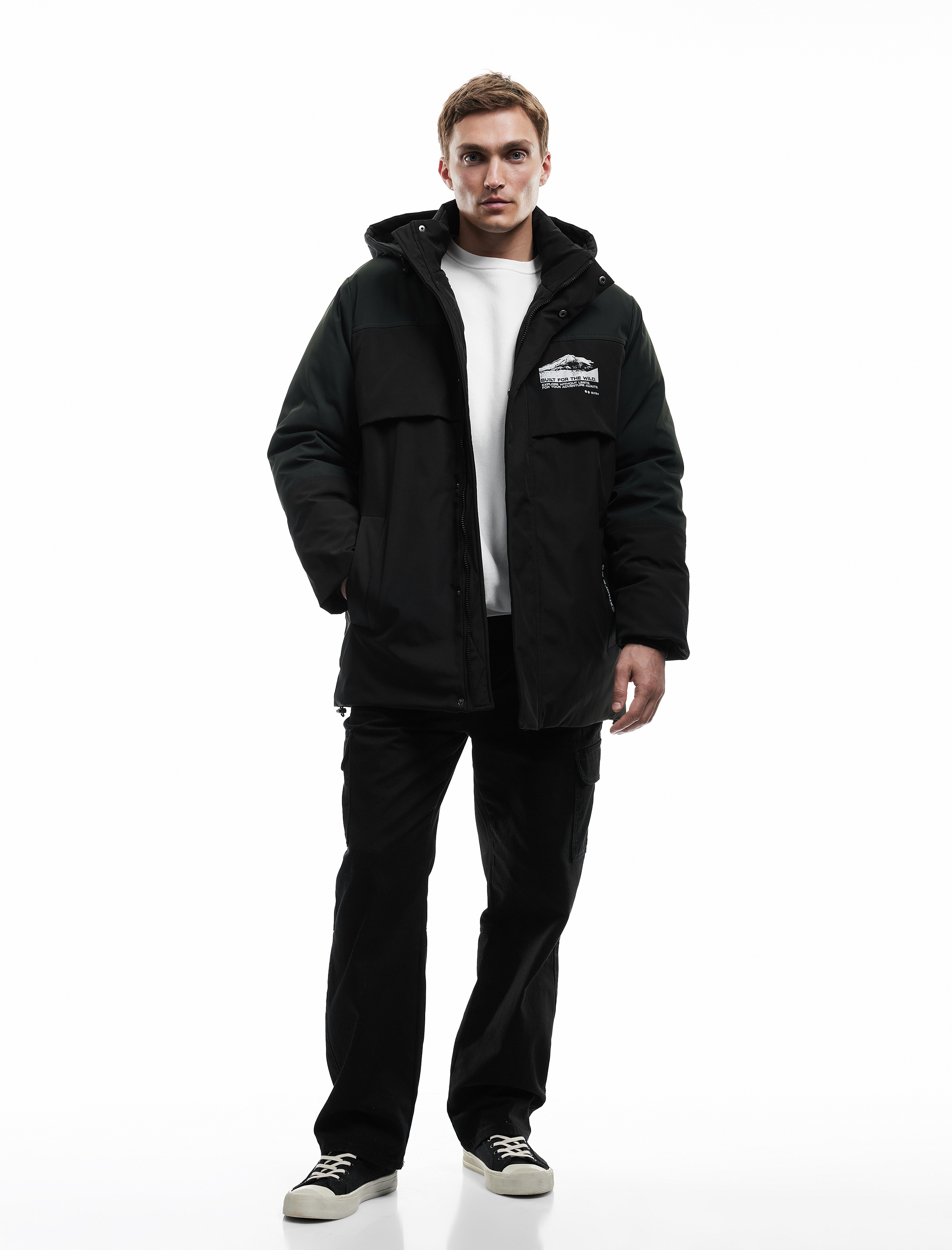   Çıkarılabilir Kapşonlu Baskılı Cep Detaylı Parka Mont