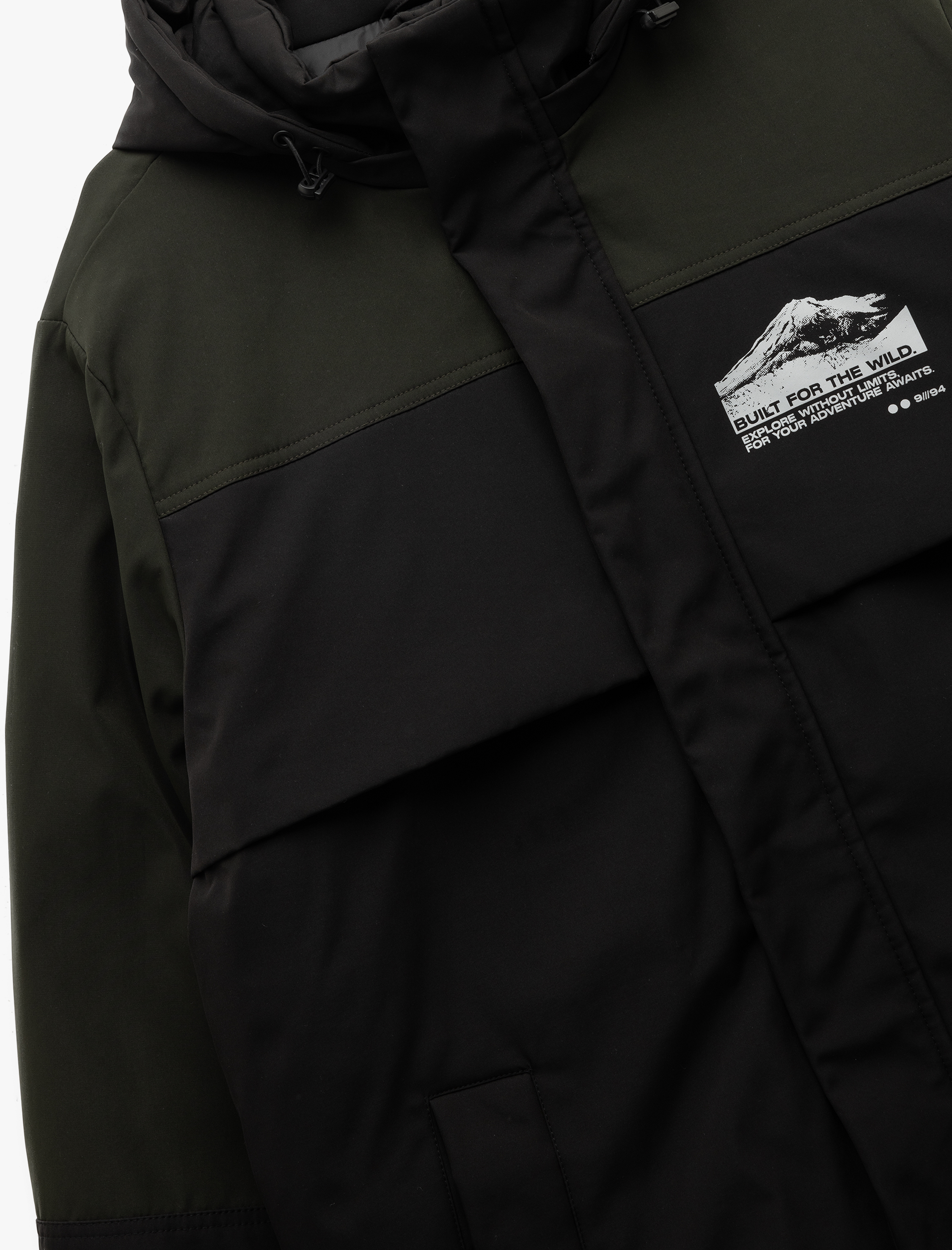   Çıkarılabilir Kapşonlu Baskılı Cep Detaylı Parka Mont