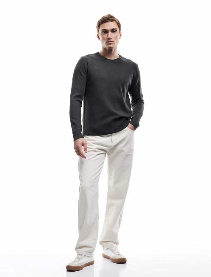  Uzun Kollu Bisiklet Yaka Basic Triko Kazak