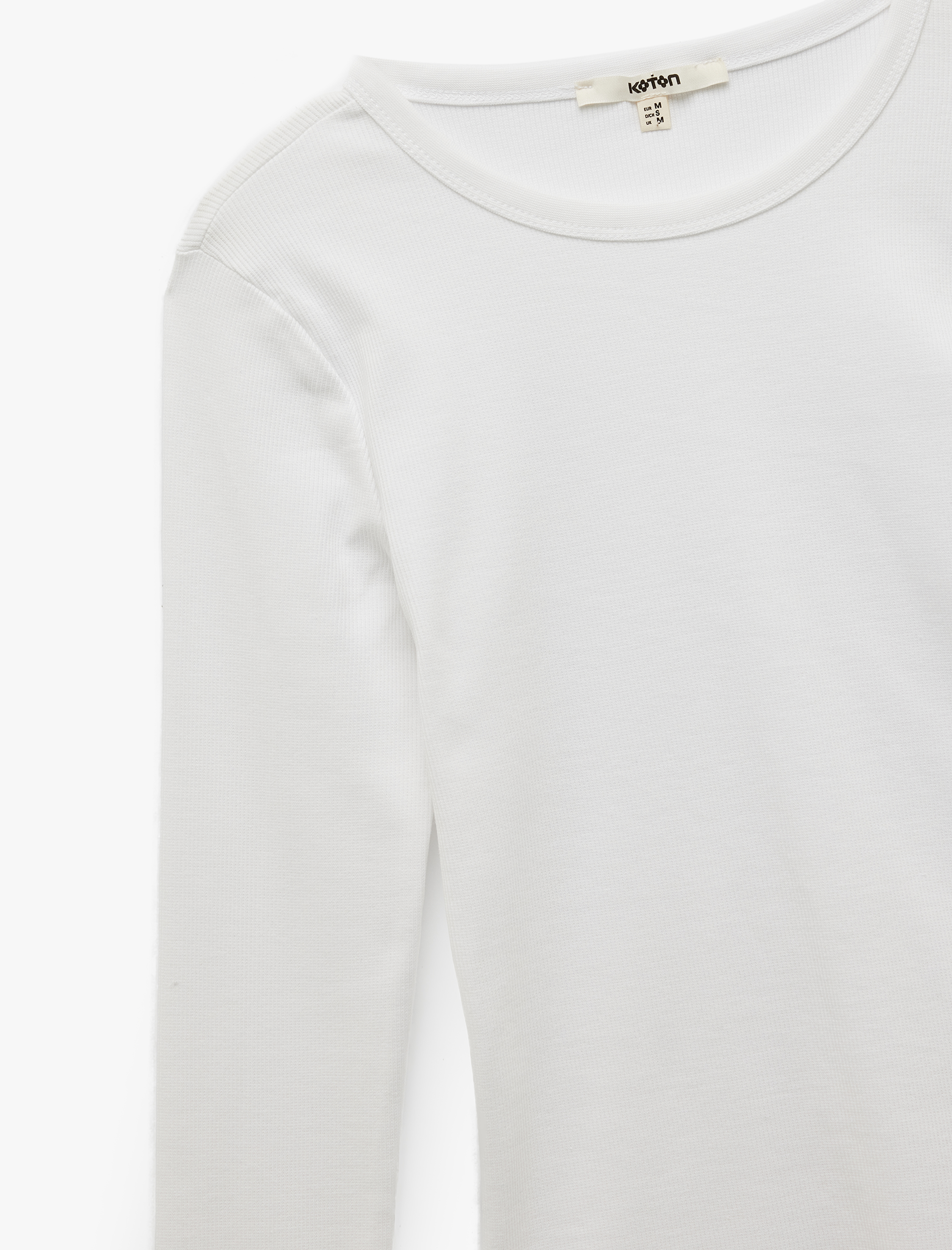   Pamuklu Slim Fit Kaşkorse Uzun Kollu Bisiklet Yaka Tişört