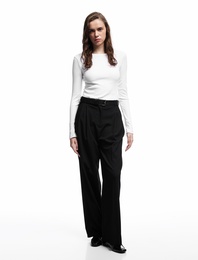 Pamuklu Slim Fit Kaşkorse Uzun Kollu Bisiklet Yaka Tişört