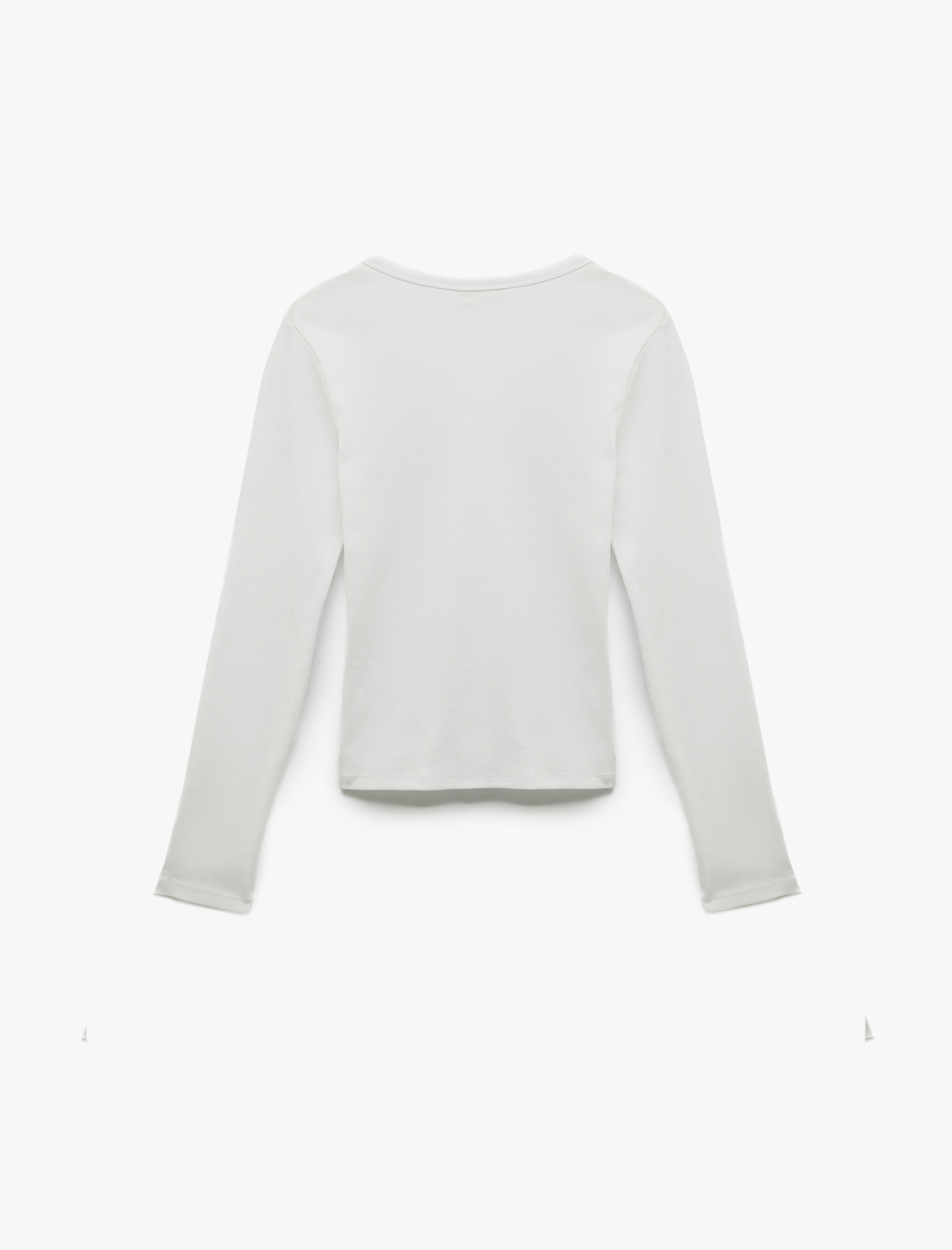   Pamuklu Slim Fit Kaşkorse Uzun Kollu Bisiklet Yaka Tişört