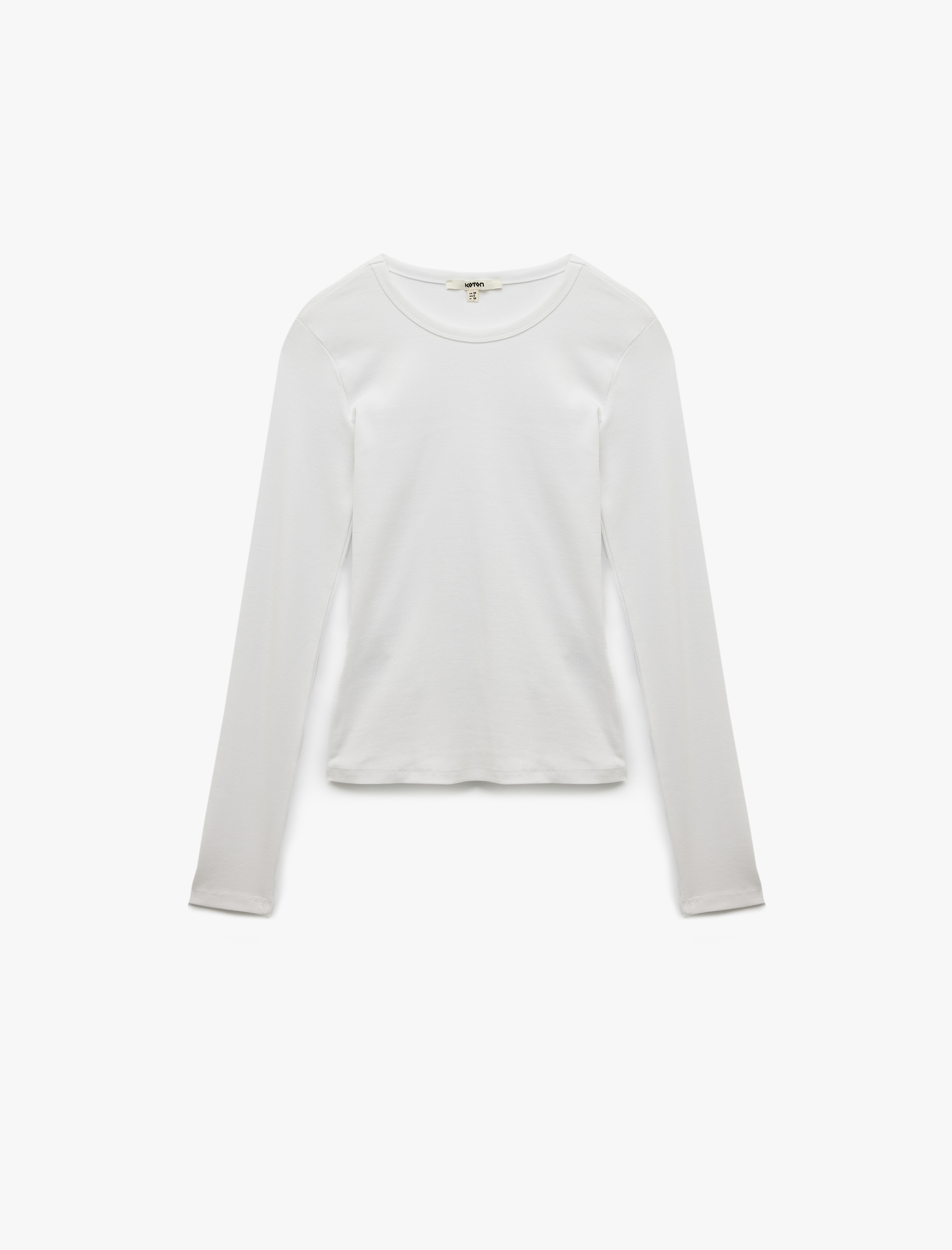   Pamuklu Slim Fit Kaşkorse Uzun Kollu Bisiklet Yaka Tişört