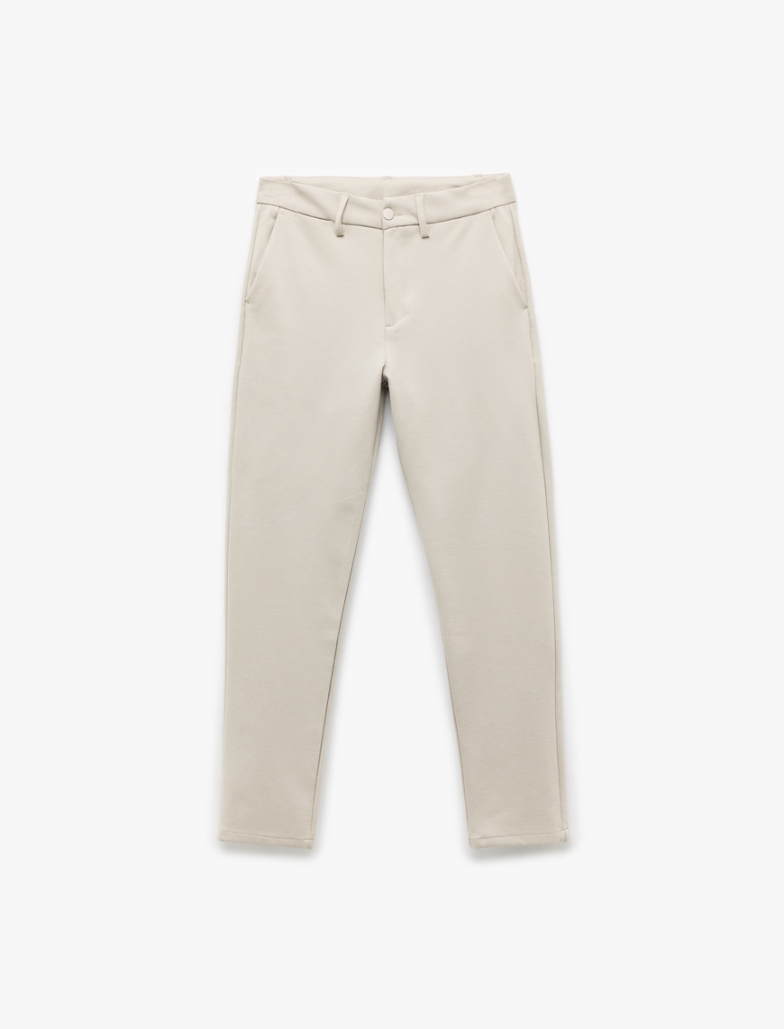   Cep Detaylı Düğmeli Slim Fit Kumaş Pantolon