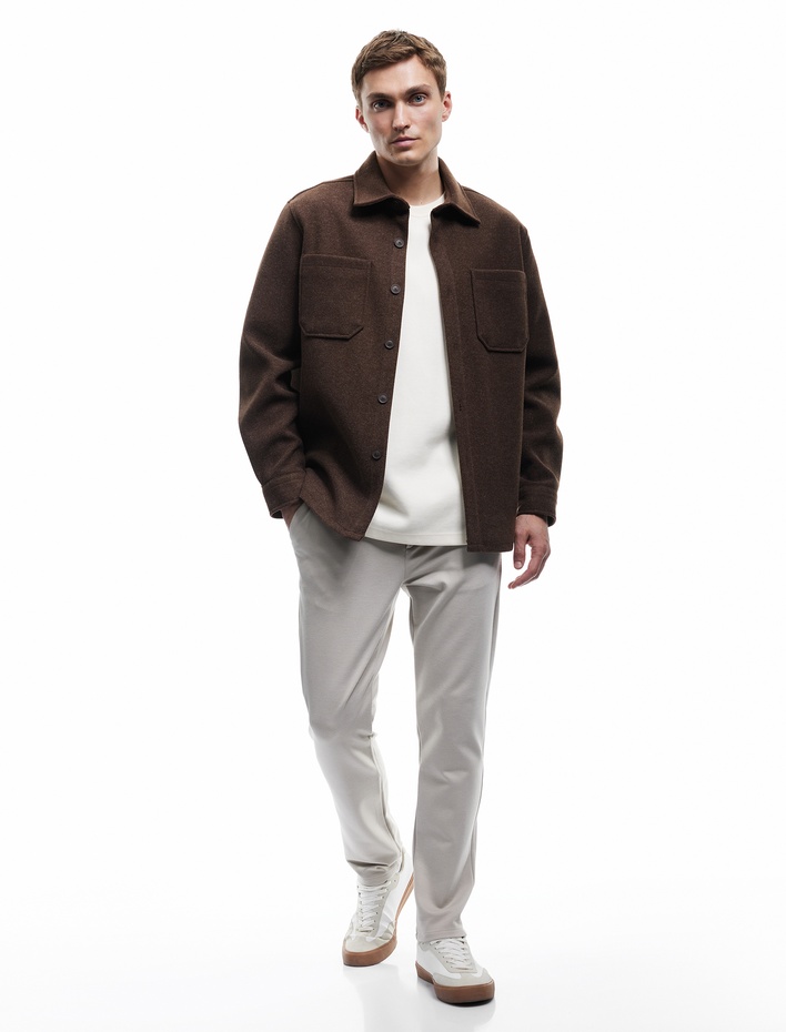  Cep Detaylı Düğmeli Slim Fit Kumaş Pantolon