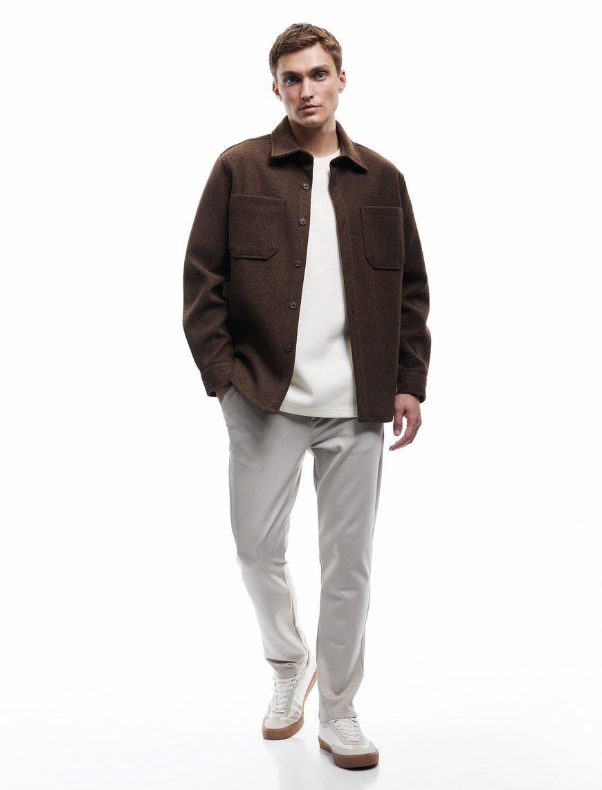  Cep Detaylı Düğmeli Slim Fit Kumaş Pantolon