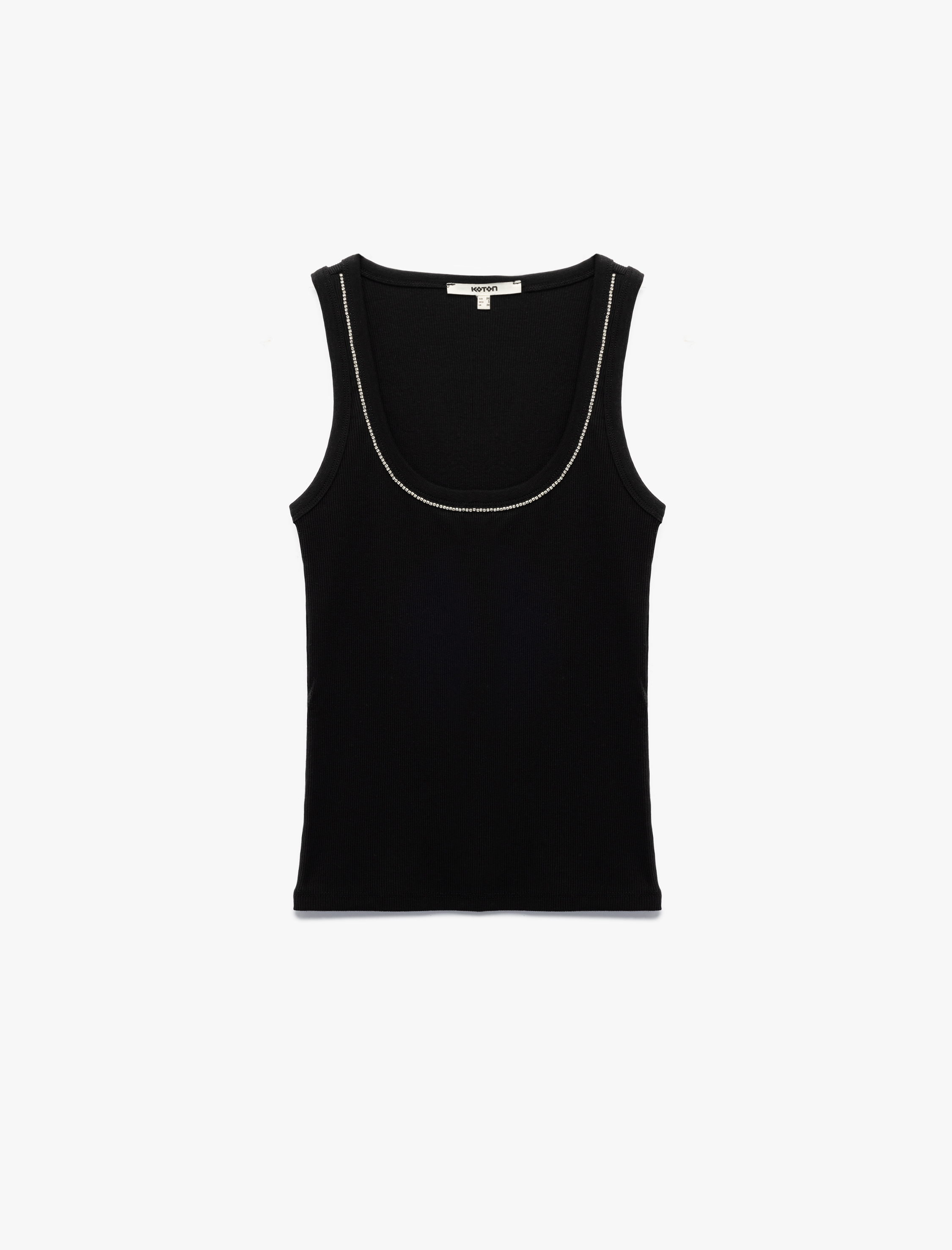 Pamuklu Kaşkorse Slim Fit U Yaka Boncuk İşlemeli Fitilli Atlet