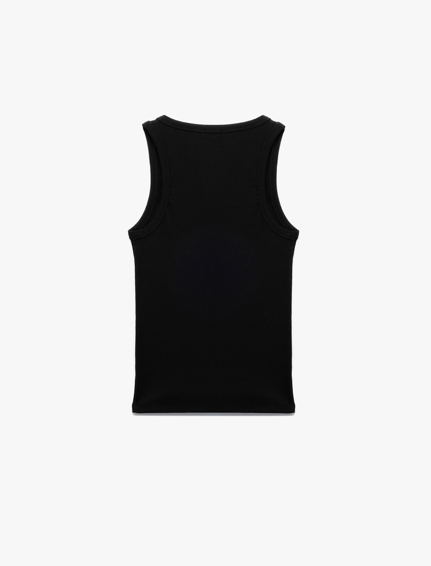   Pamuklu Kaşkorse Slim Fit U Yaka Boncuk İşlemeli Fitilli Atlet