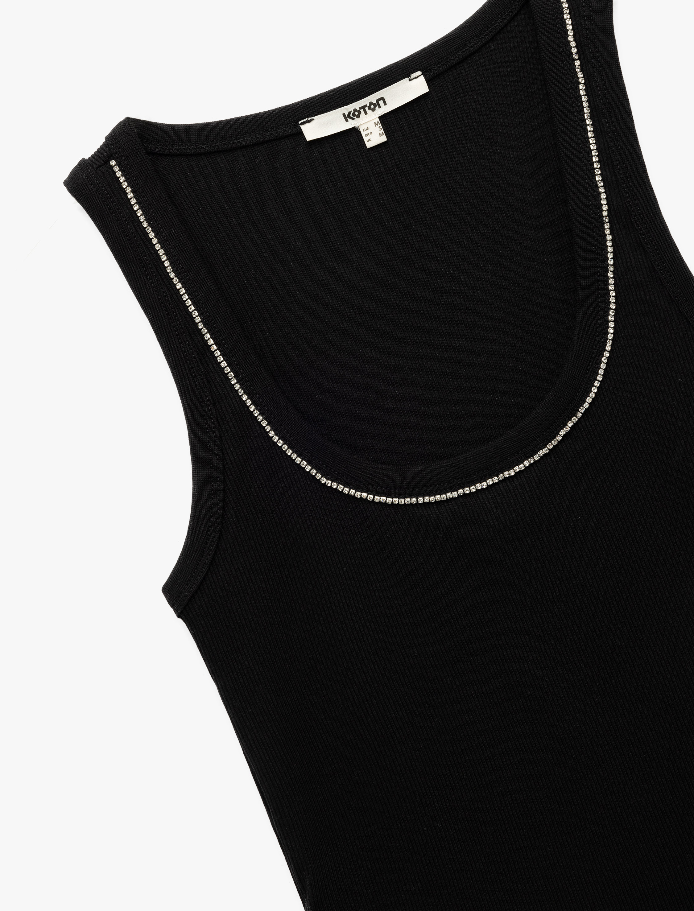 Pamuklu Kaşkorse Slim Fit U Yaka Boncuk İşlemeli Fitilli Atlet