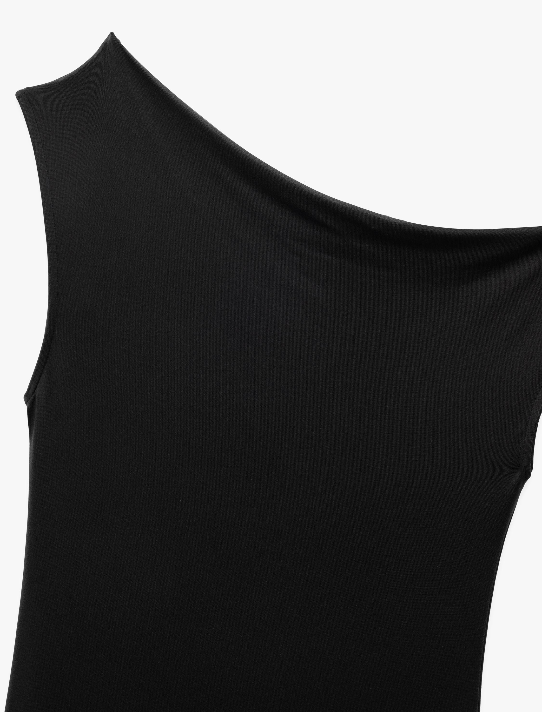   Slim Fit Asimetrik Açık Omuz Fırfırlı Mini Elbise