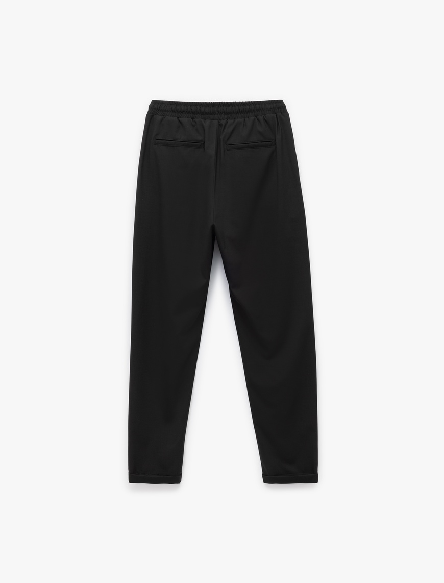   Beli Bağcıklı Katlamalı Paça Cep Detaylı Slim Fit Pantolon