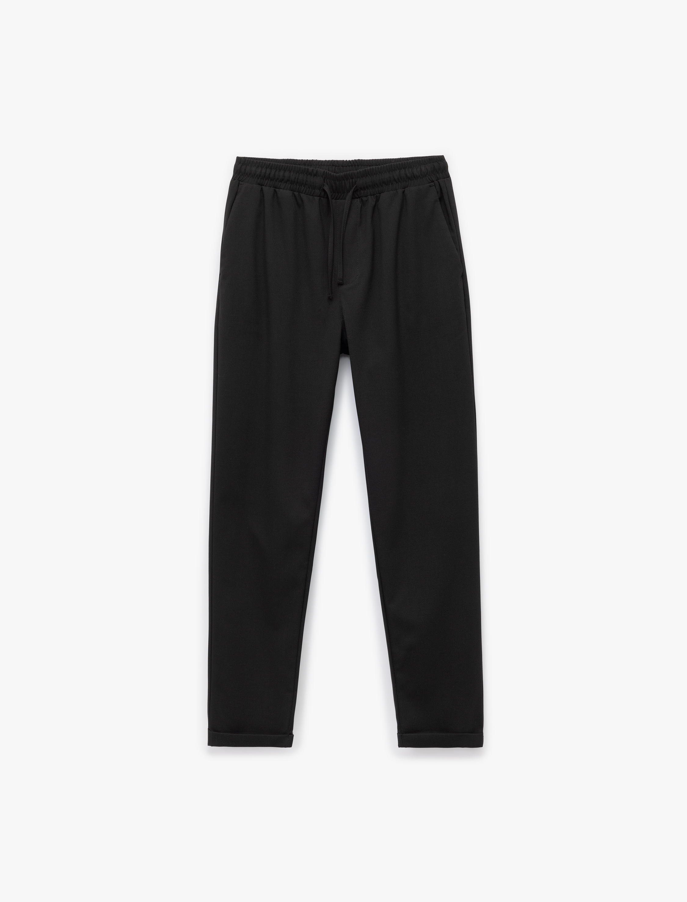   Beli Bağcıklı Katlamalı Paça Rahat Kesim Cep Detaylı Slim Fit Pantolon