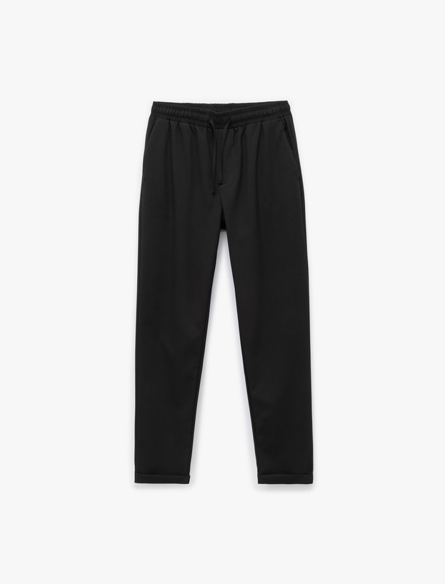 Beli Bağcıklı Katlamalı Paça Cep Detaylı Slim Fit Pantolon_2