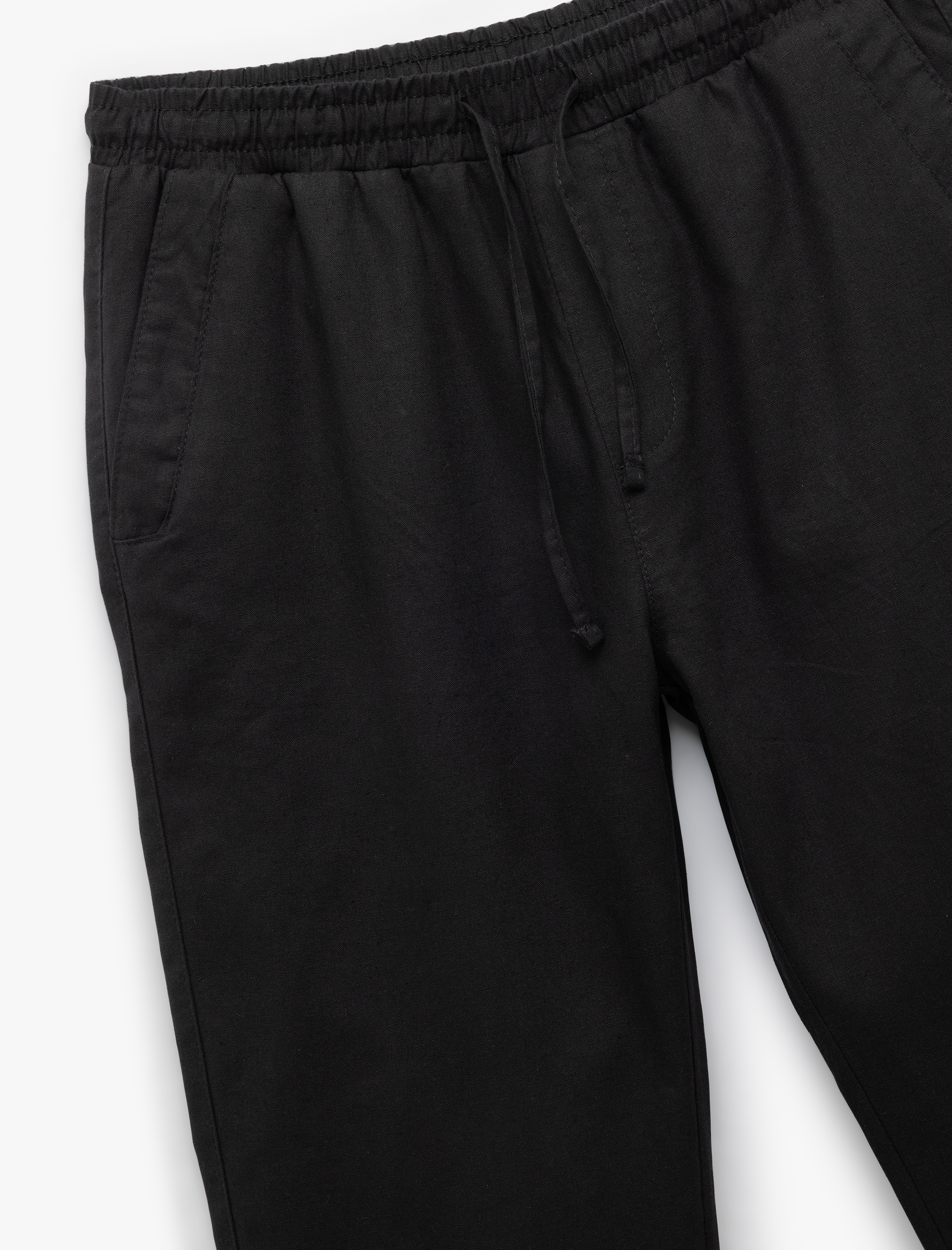   Keten Pamuk Karışımlı Straight Fit Beli Bağcıklı Pantolon