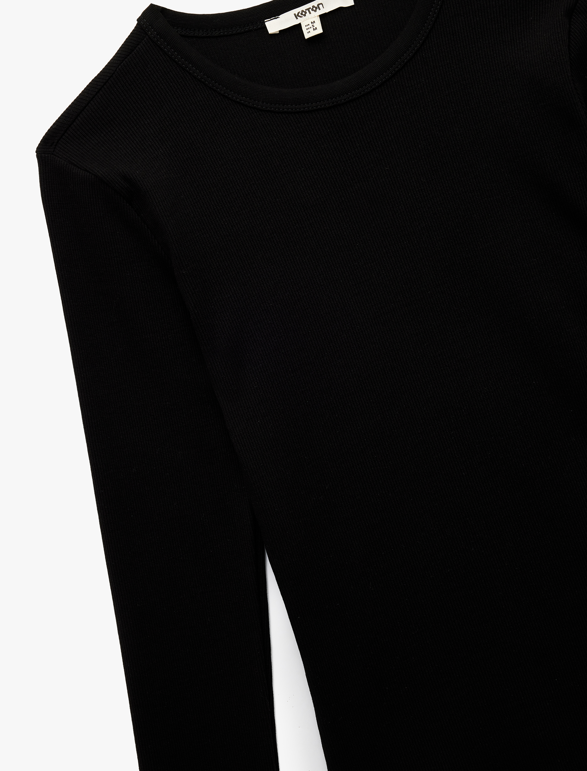   Pamuklu Slim Fit Kaşkorse Uzun Kollu Bisiklet Yaka Tişört