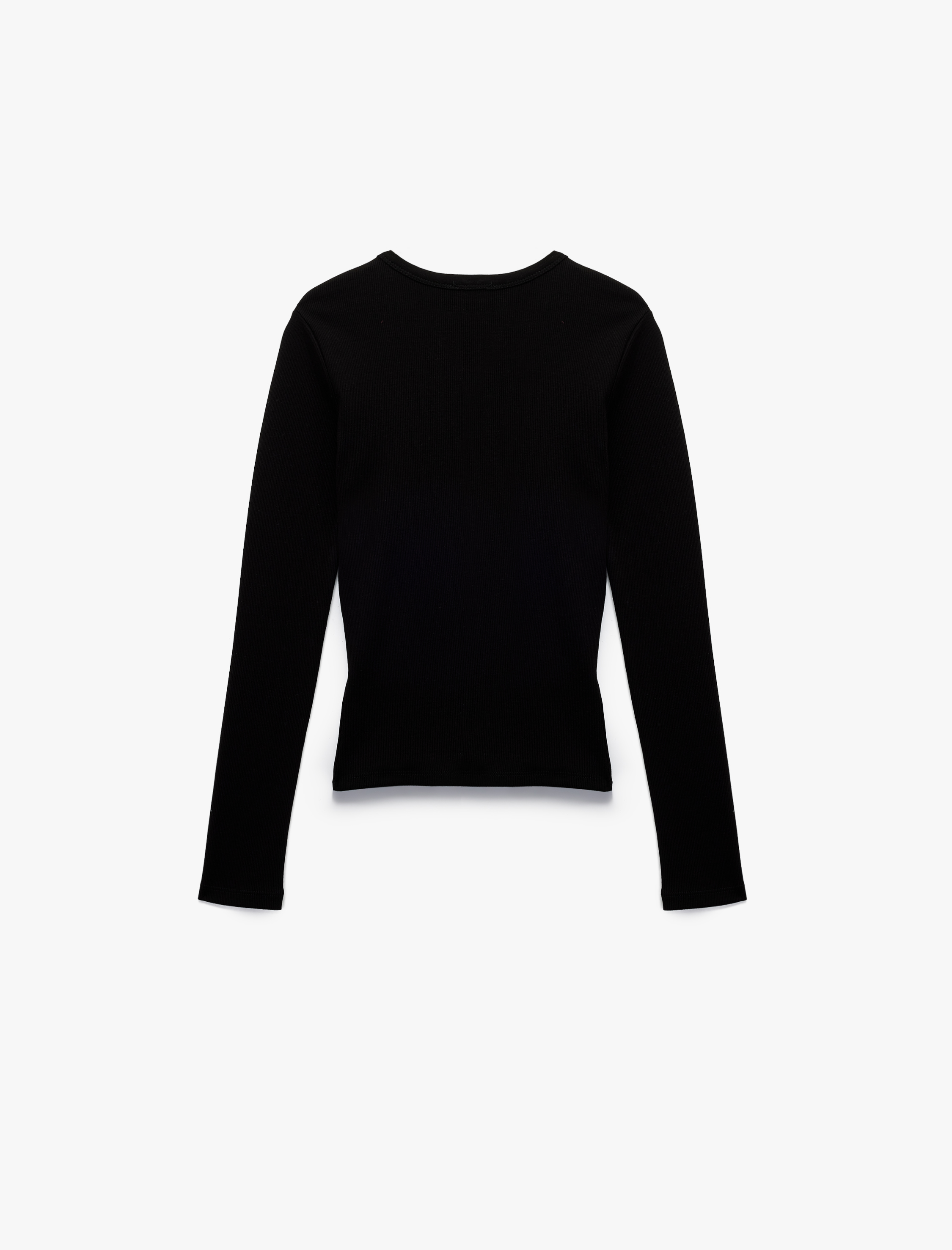   Pamuklu Slim Fit Kaşkorse Uzun Kollu Bisiklet Yaka Tişört