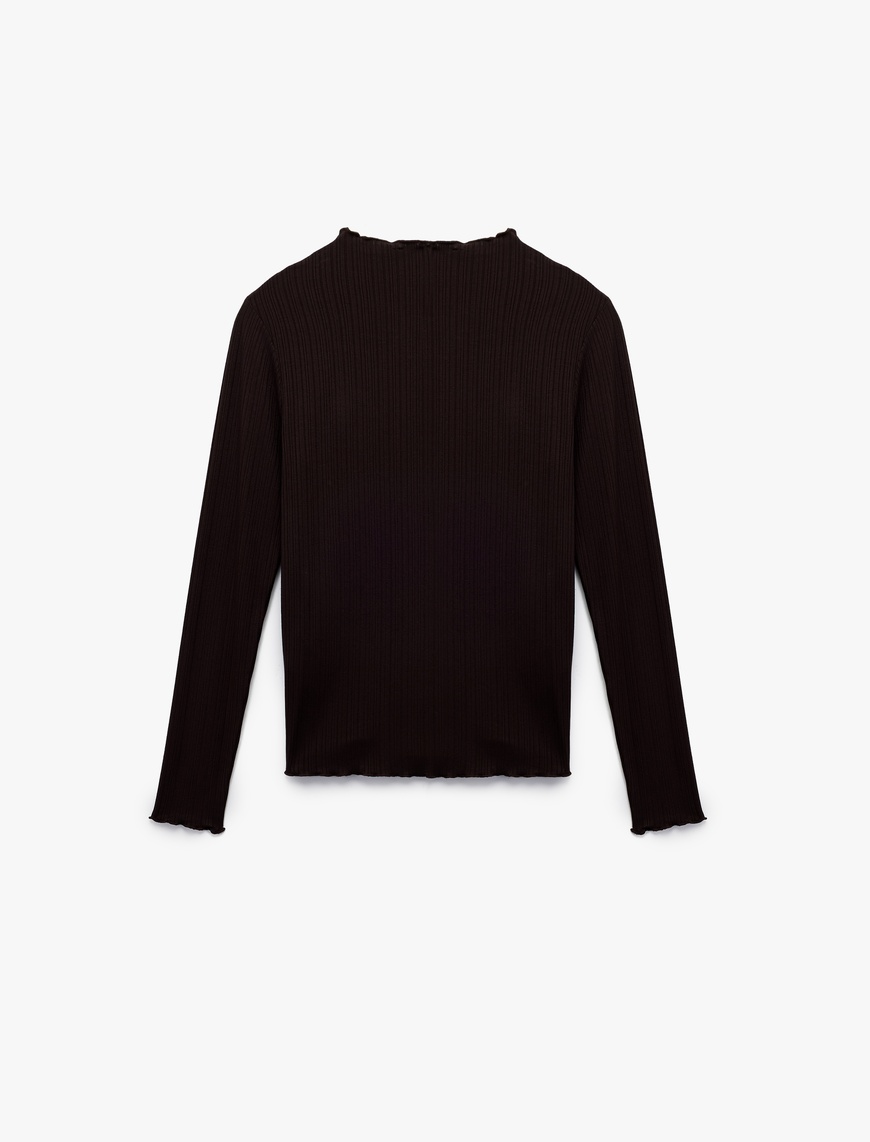   Kaşkorse Viskon Slim Fit Uzun Kollu Hafif Dik Yaka Tişört