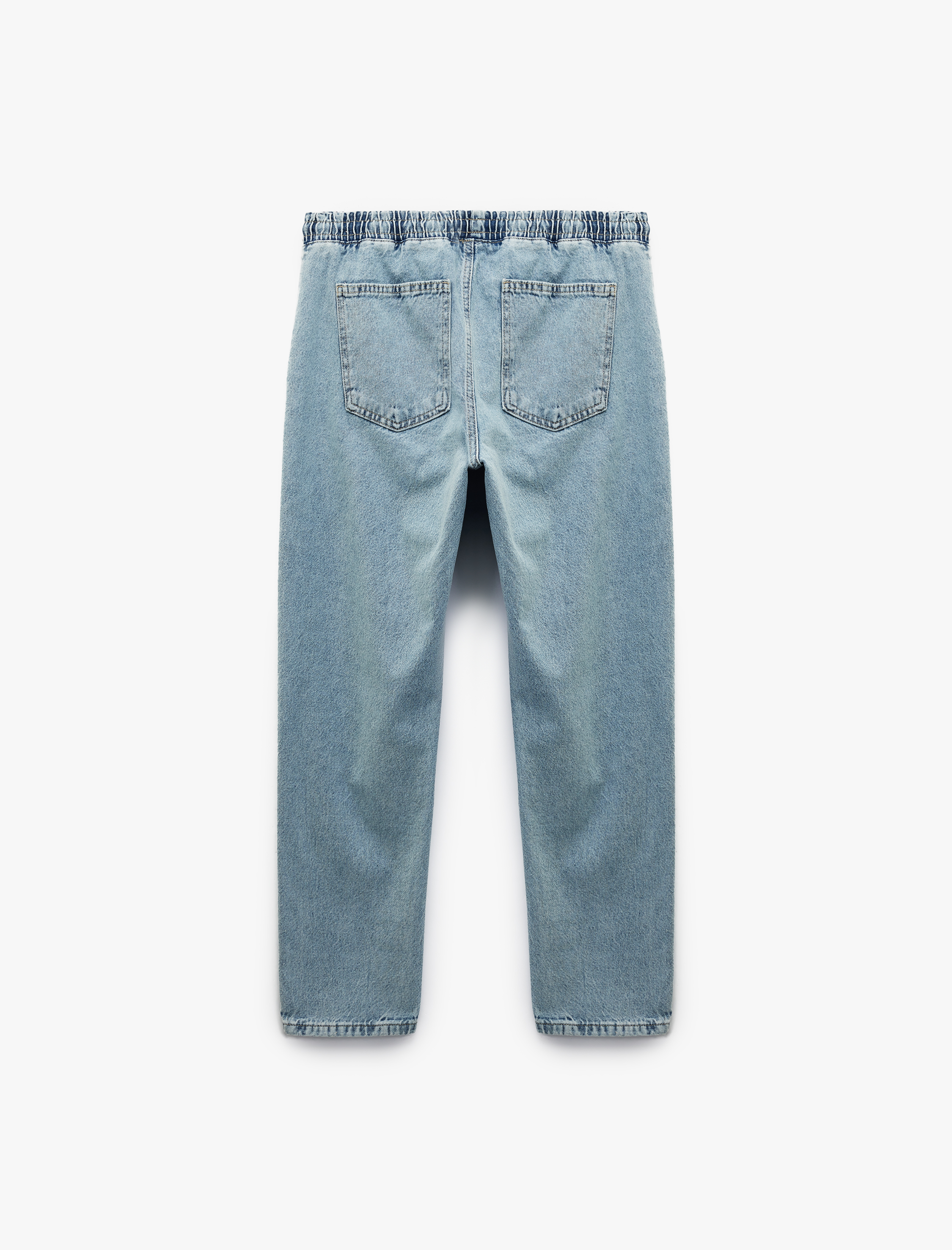   Pamuklu Cep Detaylı Beli Bağcıklı Jean Pantolon