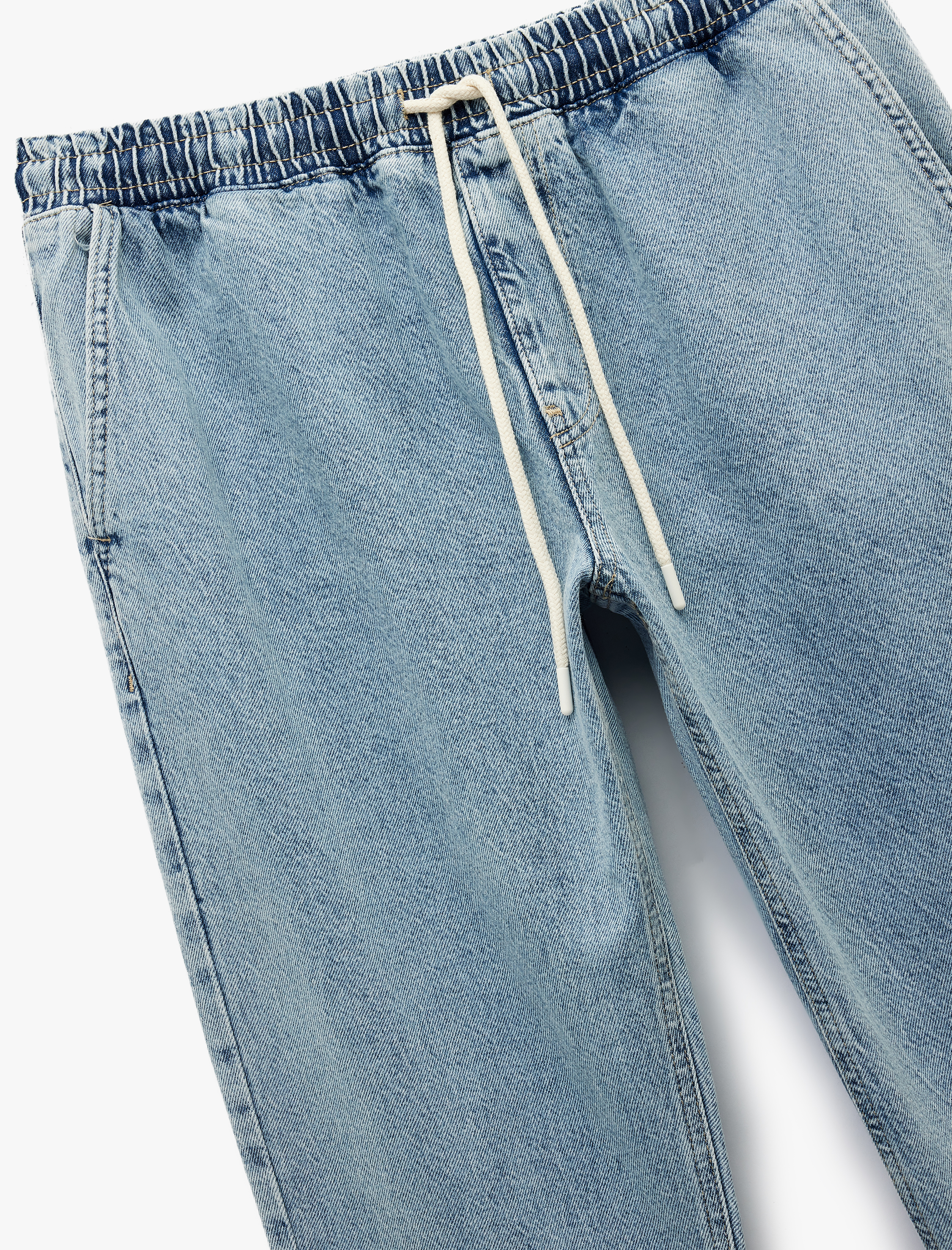   Pamuklu Cep Detaylı Beli Bağcıklı Jean Pantolon