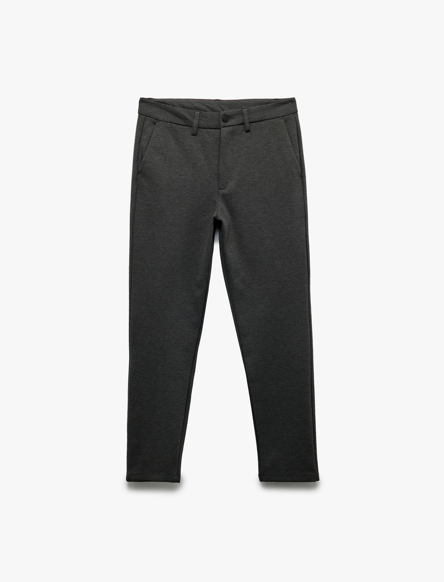   Cep Detaylı Düğmeli Slim Fit Kumaş Pantolon