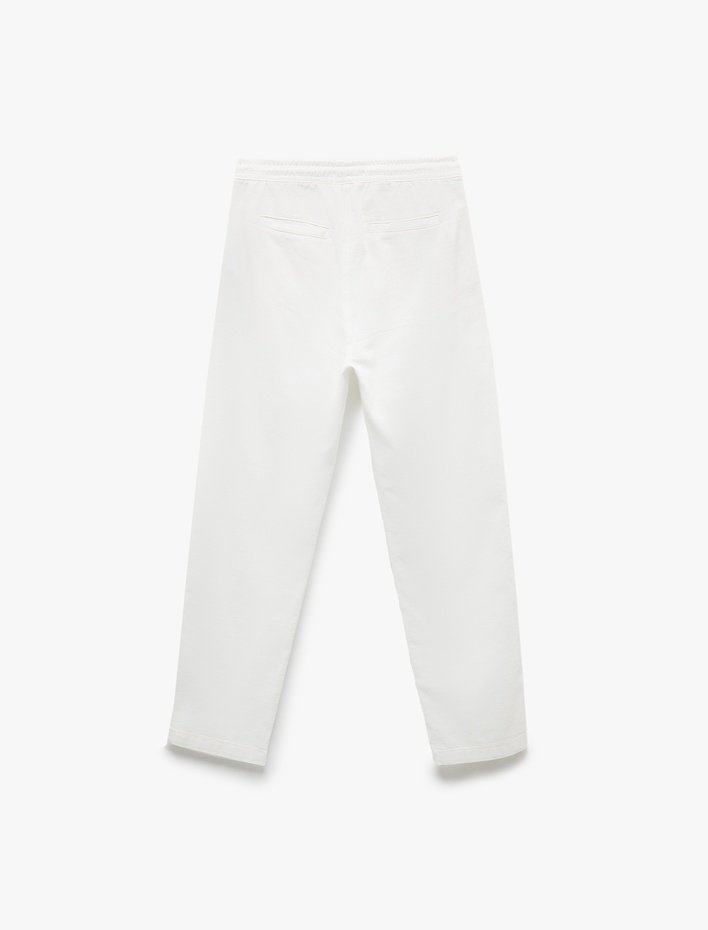  Pamuklu Cep Detaylı Beli Bağcıklı Pantolon