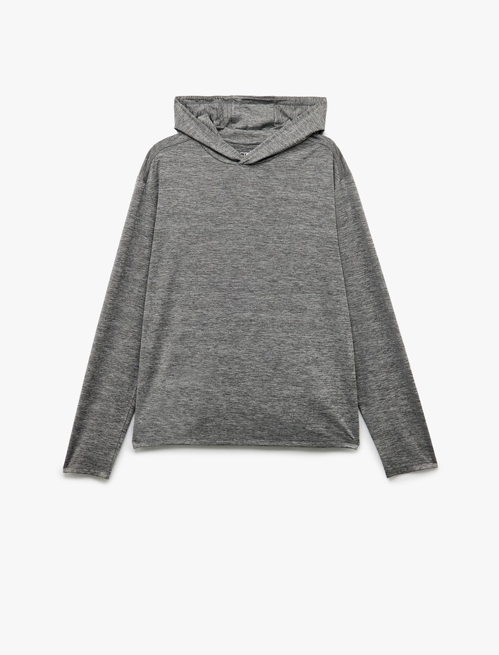  Slim Fit Uzun Kollu Kapüşonlu Spor Sweatshirt