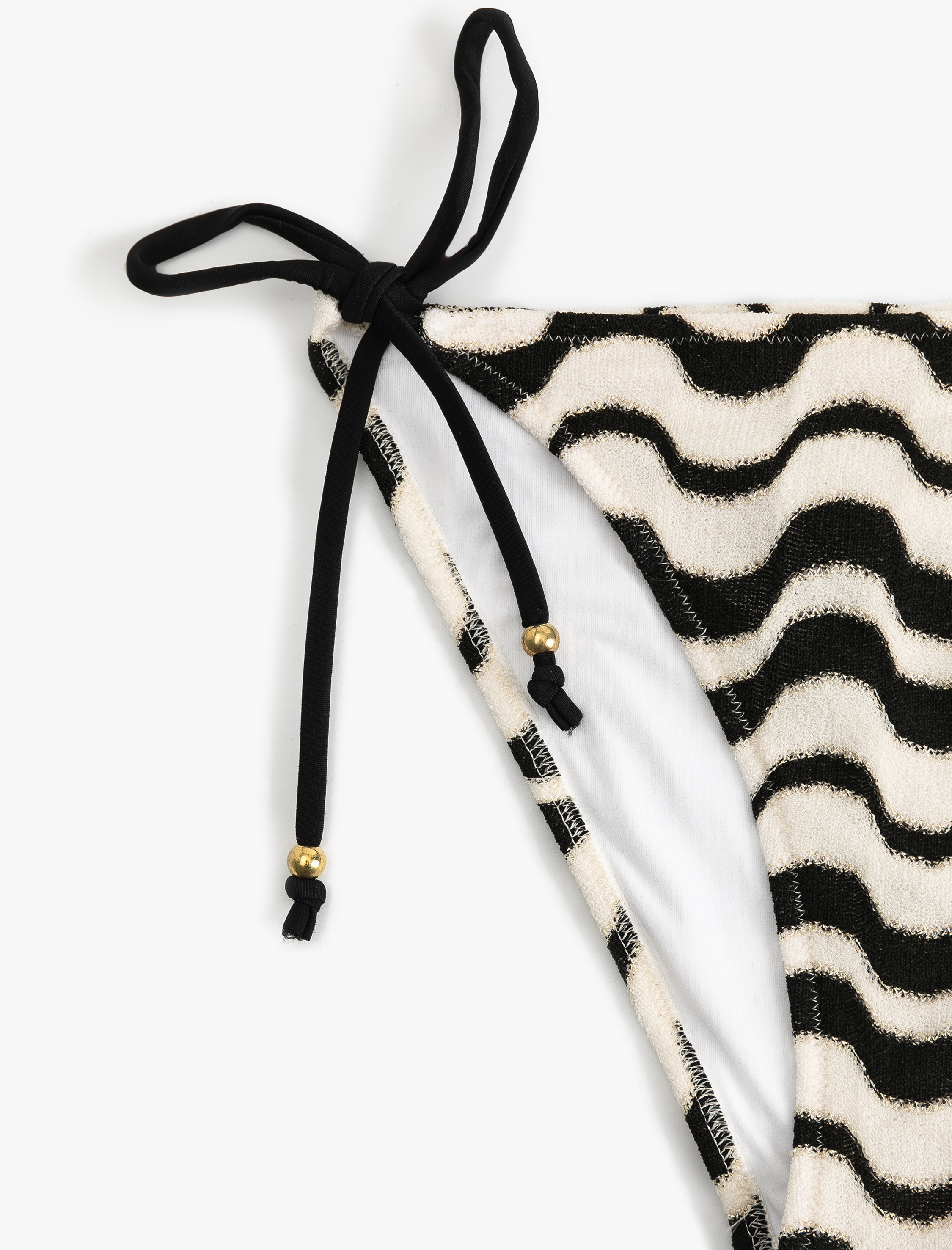   Su Yolu Desenli Parıltılı Yanları İpli Bikini Alt