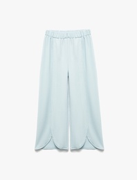 Beli Lastikli Bürümcük Geniş Paça  Pantolon