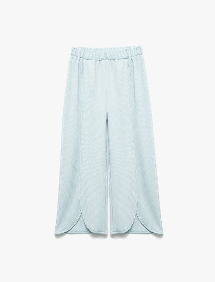 Kız Çocuk Beli Lastikli Bürümcük Geniş Paça  Pantolon