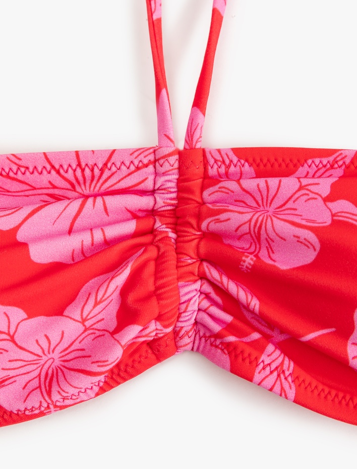  Çiçek Desenli Straplez Bikini Üstü