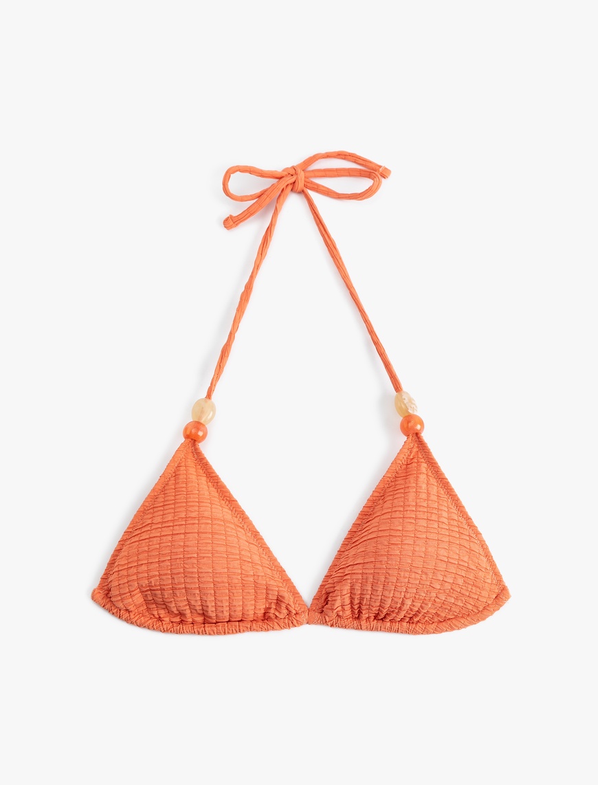   Dokulu Aksesuarlı Üçgen Bikini Üstü