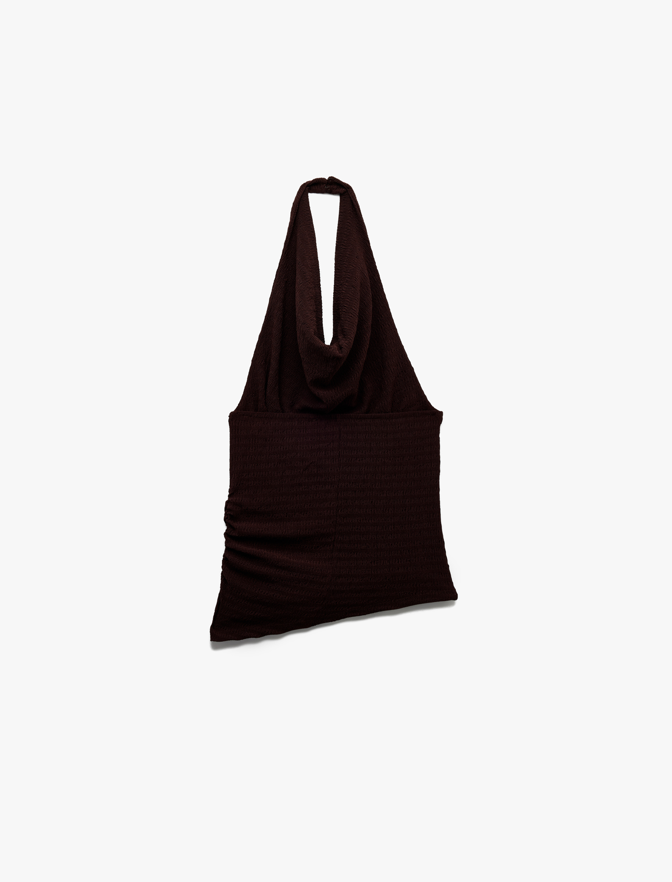 Degaje Yaka Asimetrik Slim Fit Drapeli Kolsuz Bluz