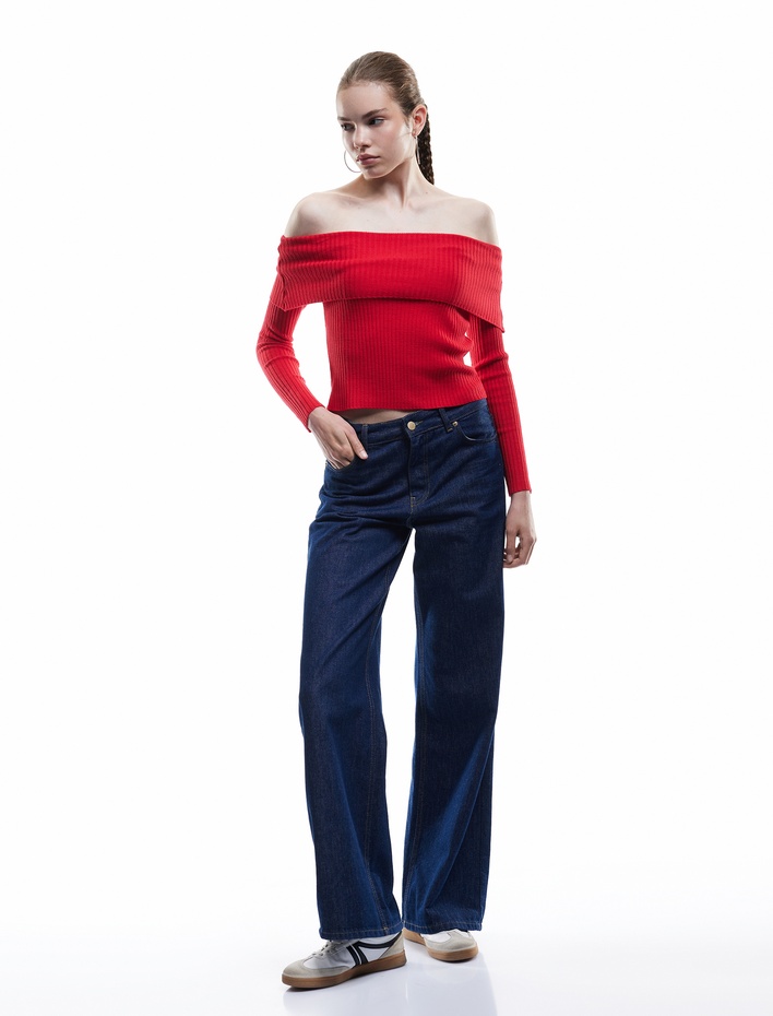  Madonna Yaka Uzun Kollu Slim Fit Triko Kazak