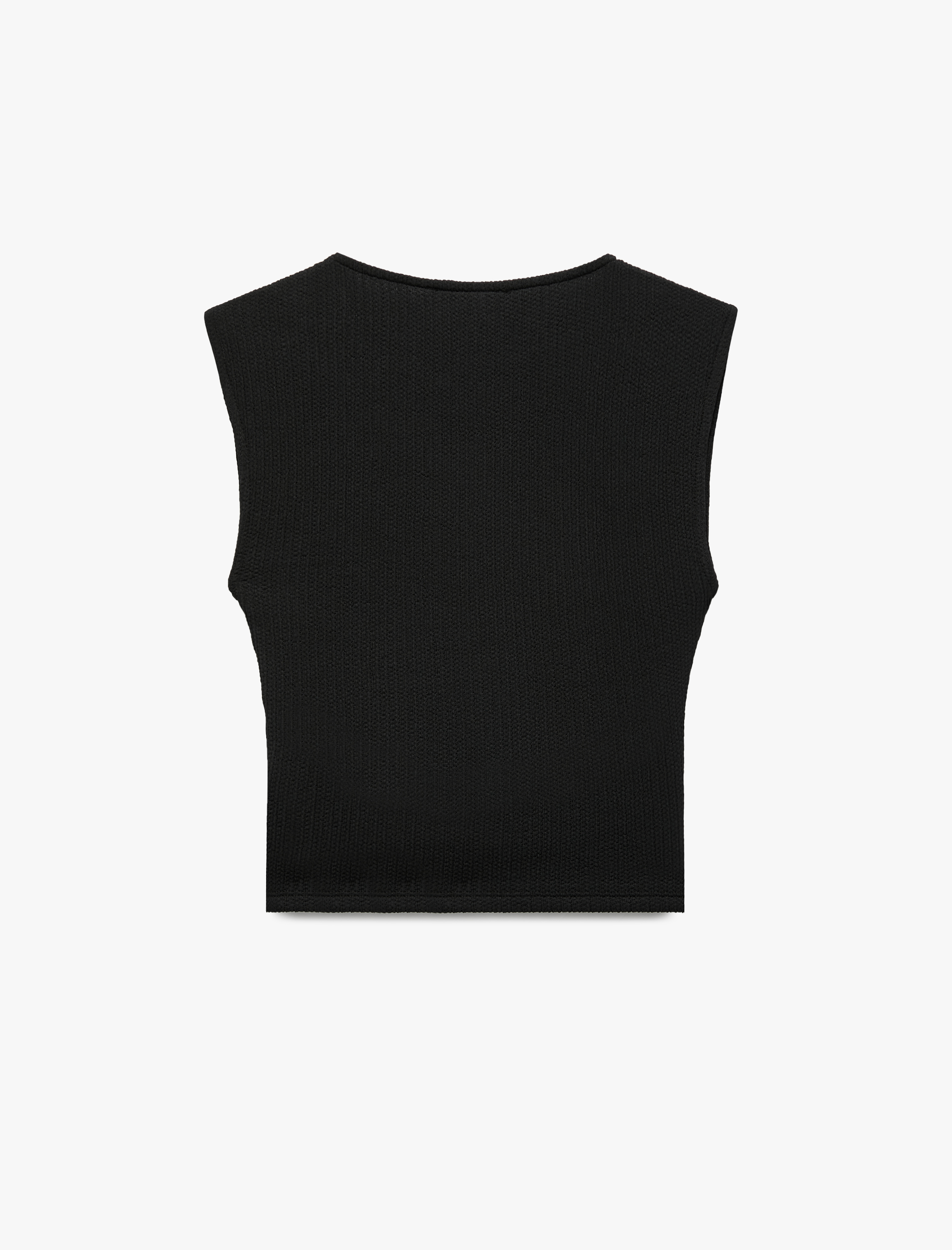   Kolsuz Bisiklet Yaka Slim Fit Bürümcük Drapeli Bluz