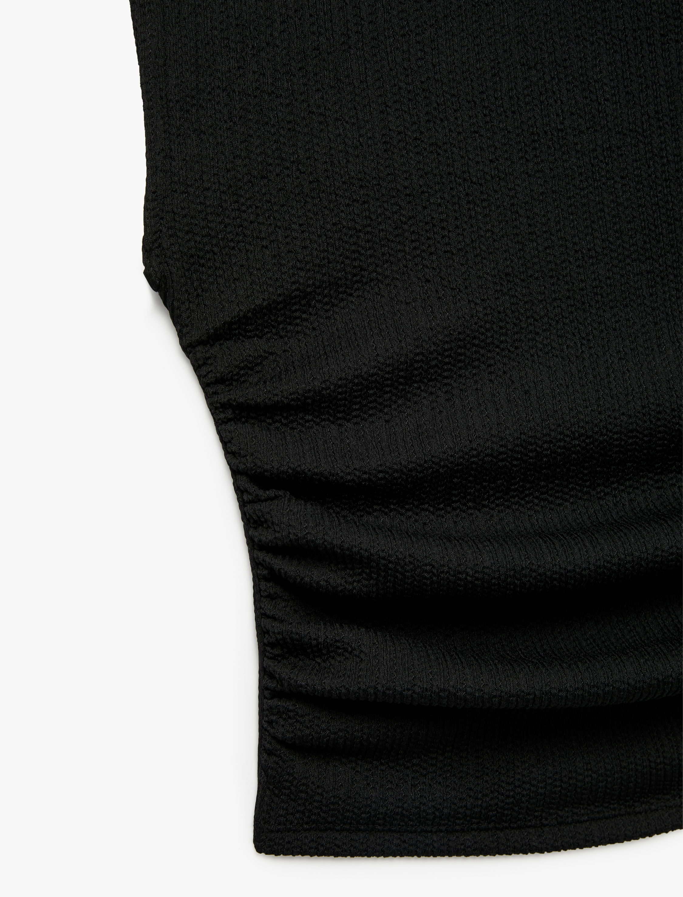   Kolsuz Bisiklet Yaka Slim Fit Bürümcük Drapeli Bluz