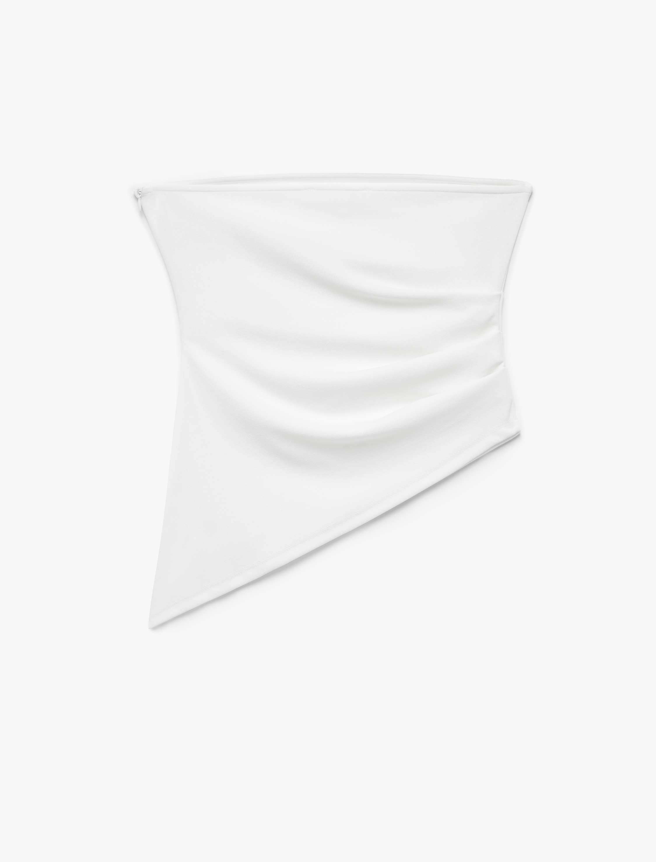   Asimetrik Kesim Scuba Kolsuz Straplez Bluz